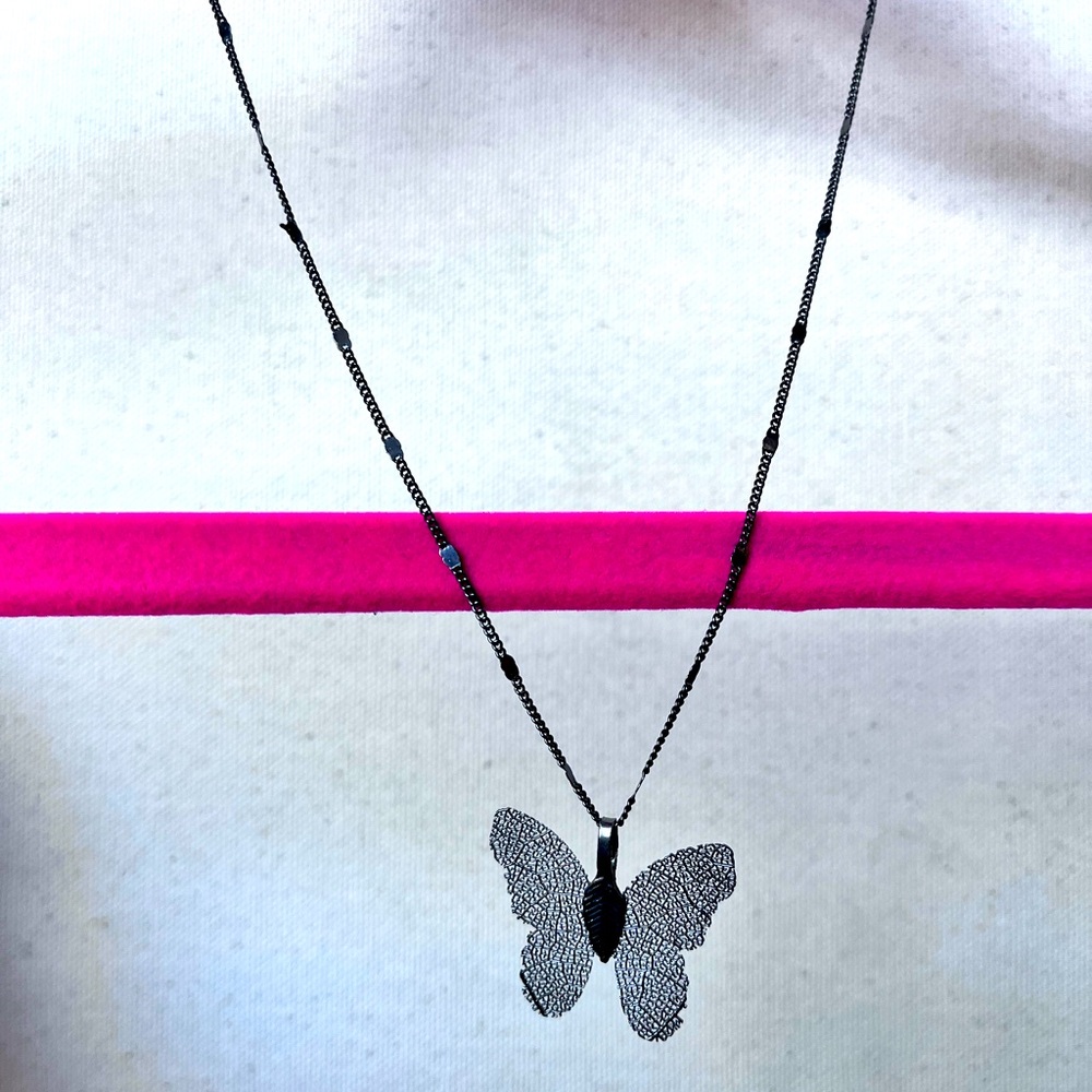Italian Silver Necklace with A Butterfly  Pendant
